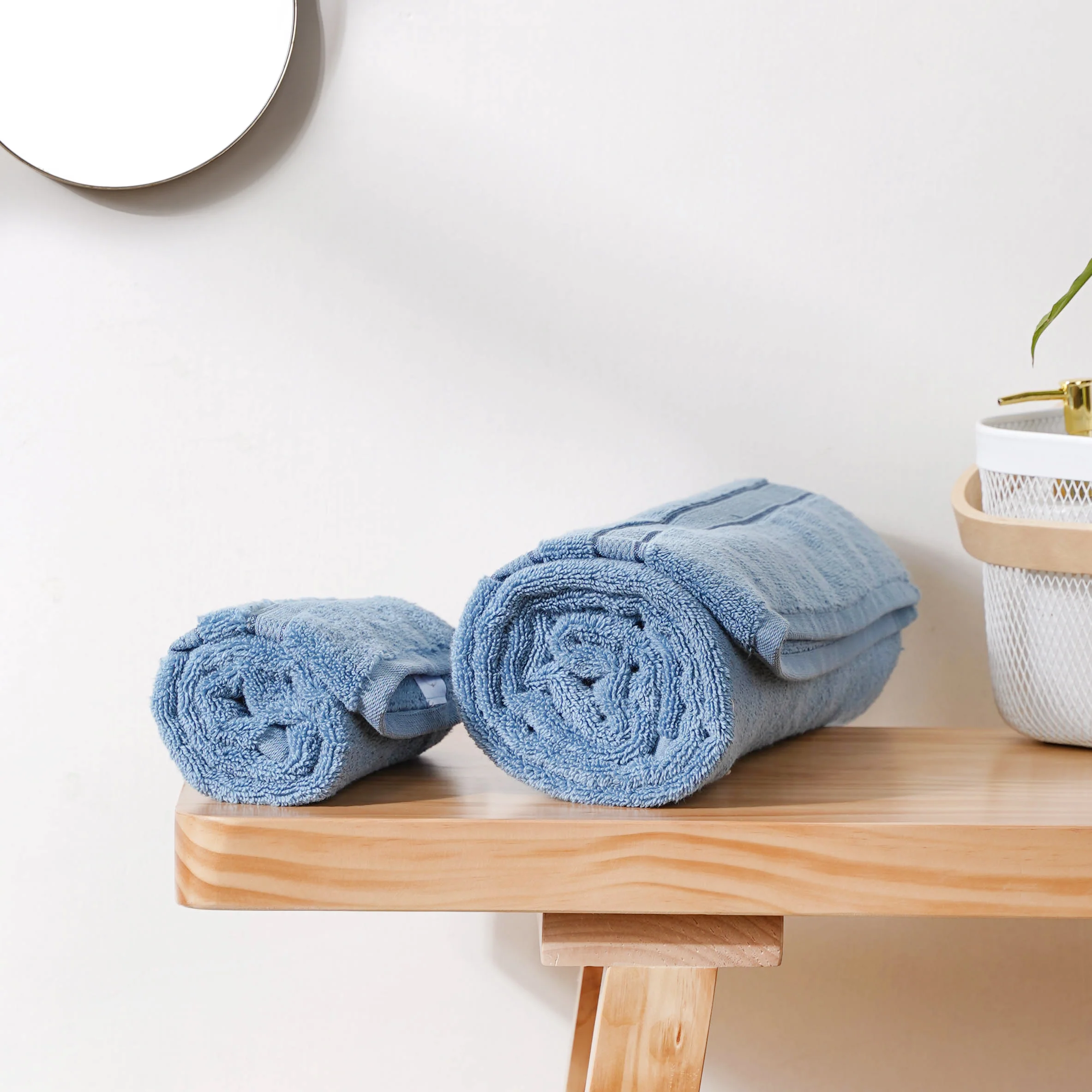 Plushy Bubbly Blue 100% Cotton Towel Set of 2 - Image 4
