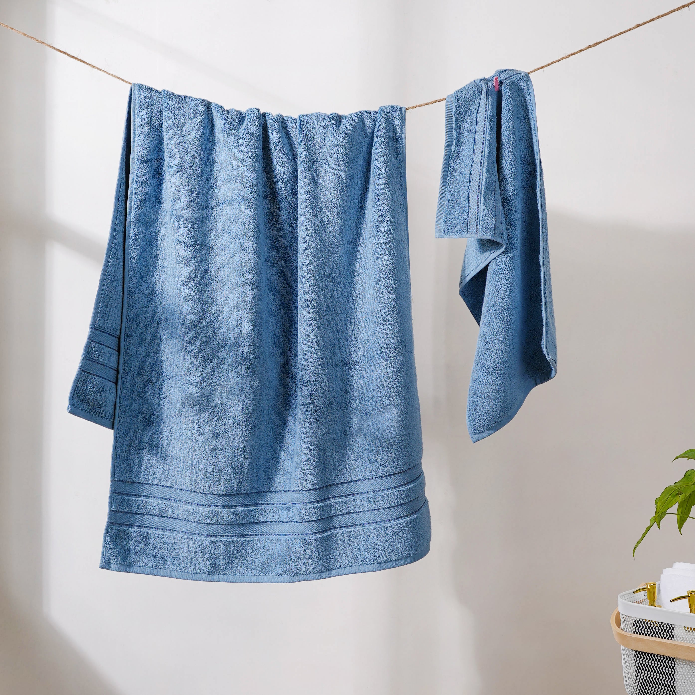 Plushy Bubbly Blue 100% Cotton Towel Set of 2 - Image 5