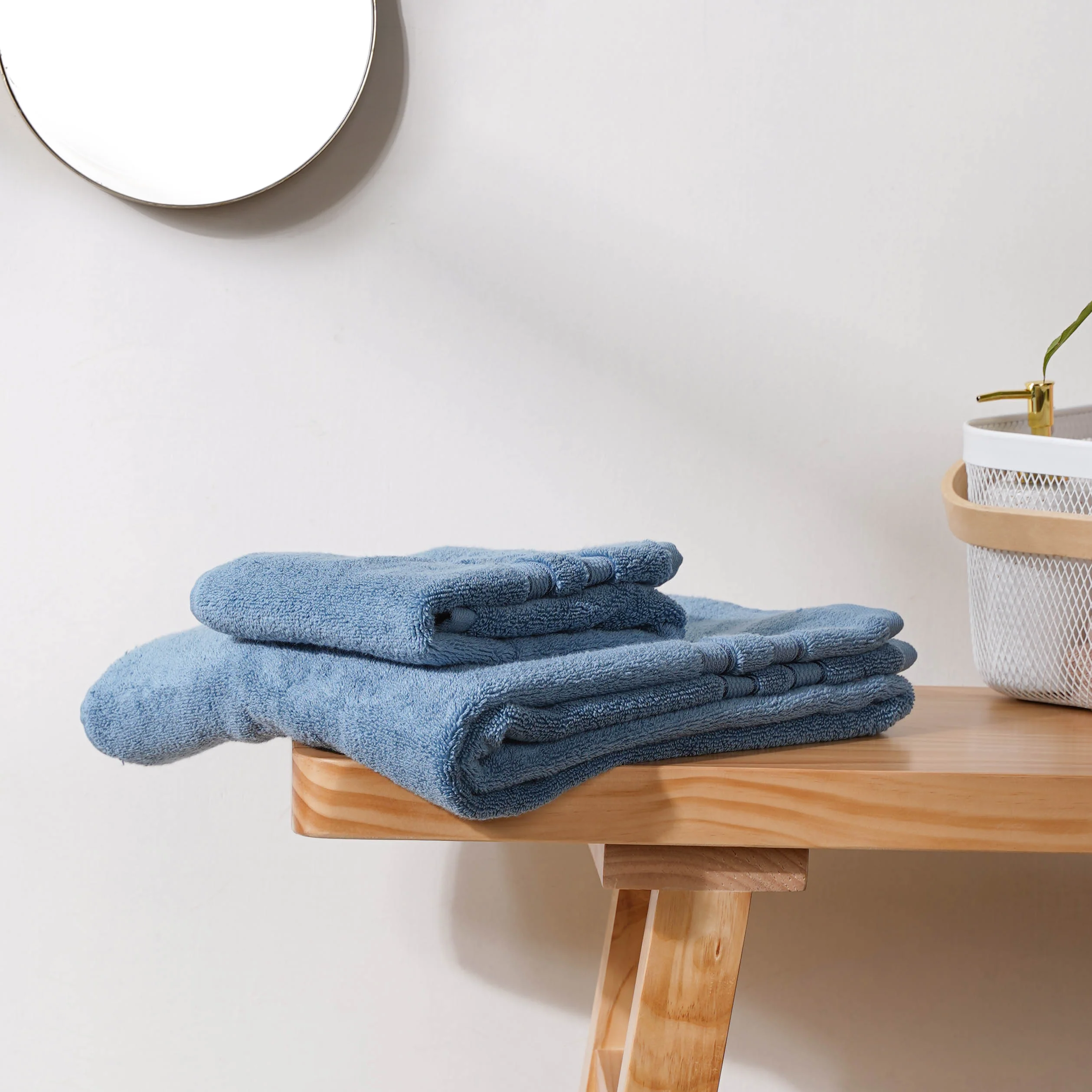 Plushy Bubbly Blue 100% Cotton Towel Set of 2 - Image 7