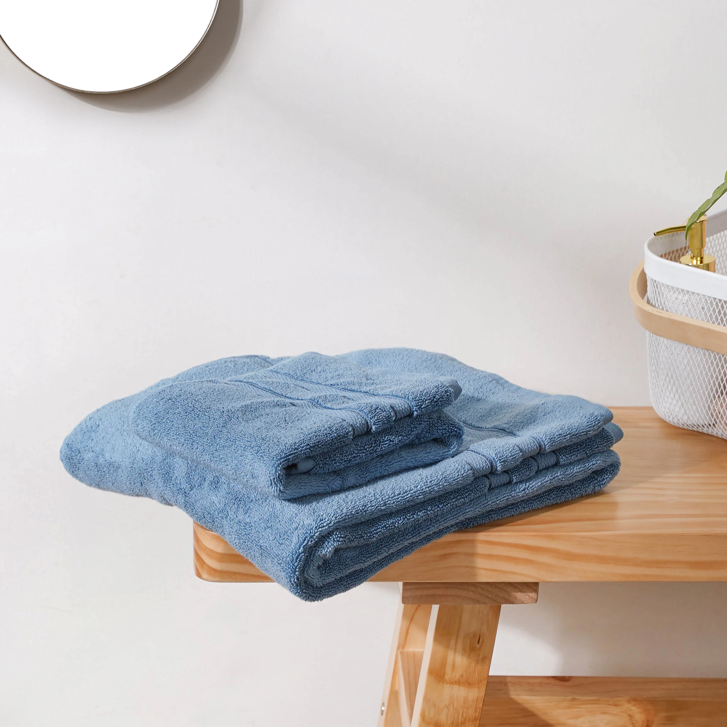 Plushy Bubbly Blue 100% Cotton Towel Set of 2 - Image 9