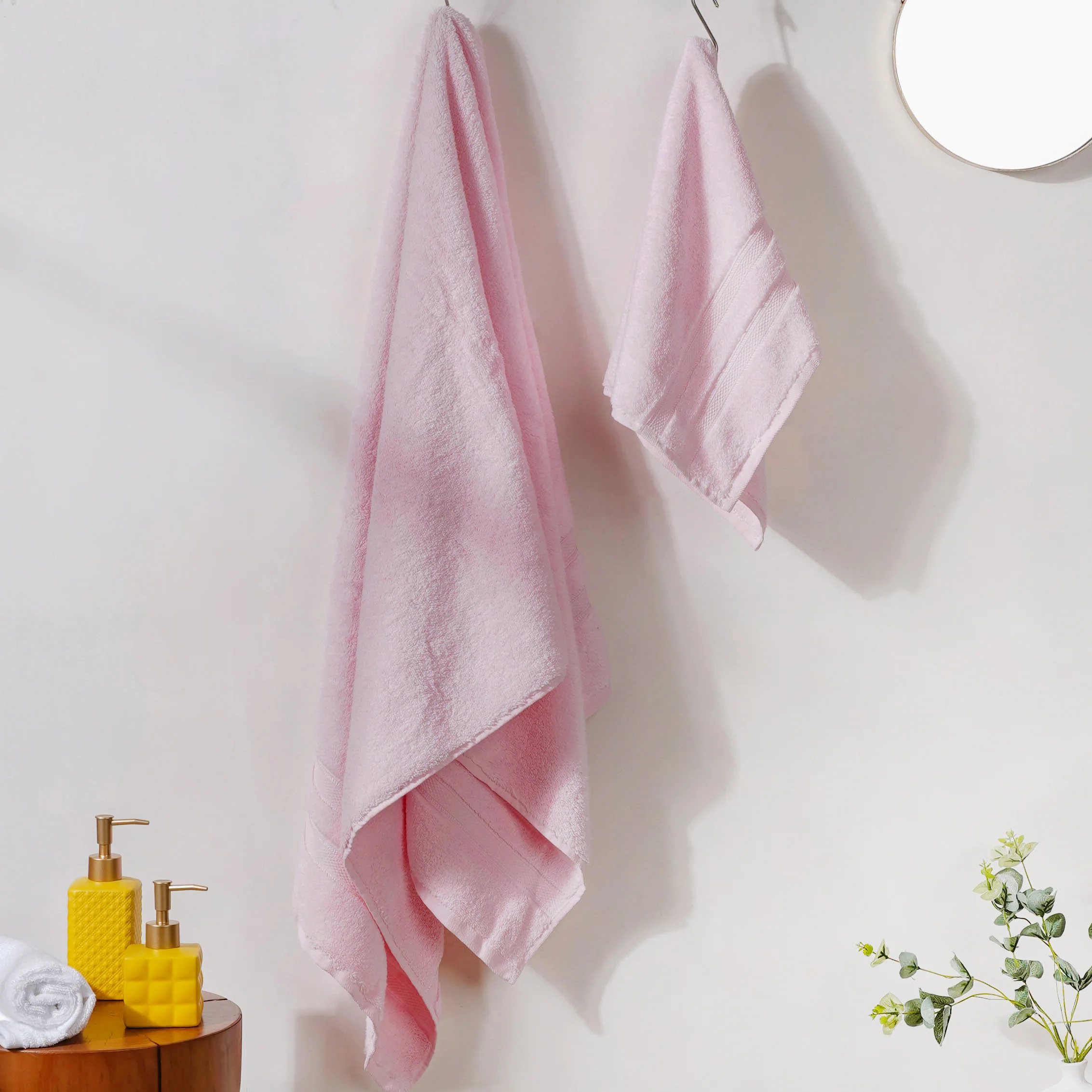 Plushy Luxe Pink 100% Cotton Towel Set of 2