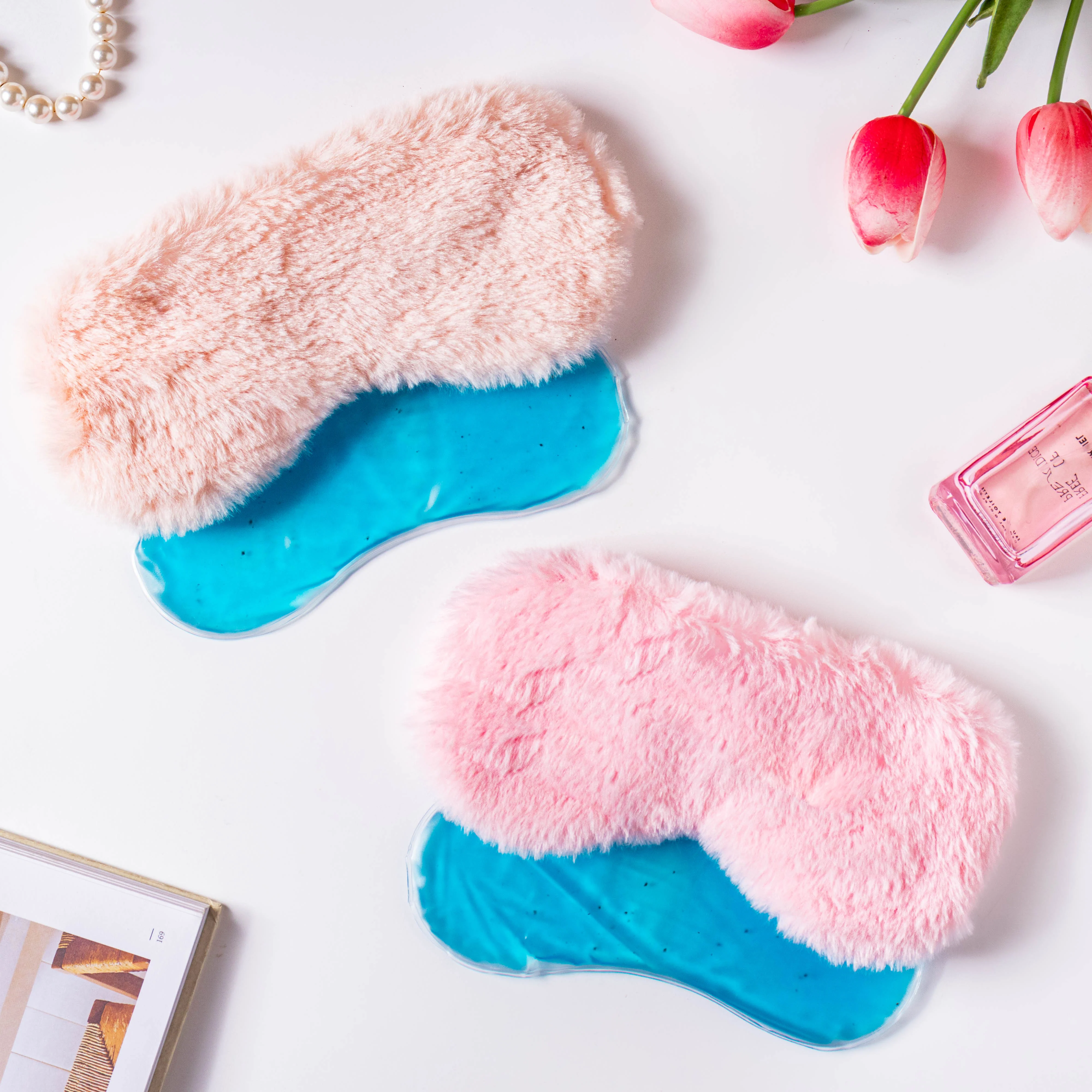 Plushy Peach Sleep Mask With Coolant Gel - Image 9