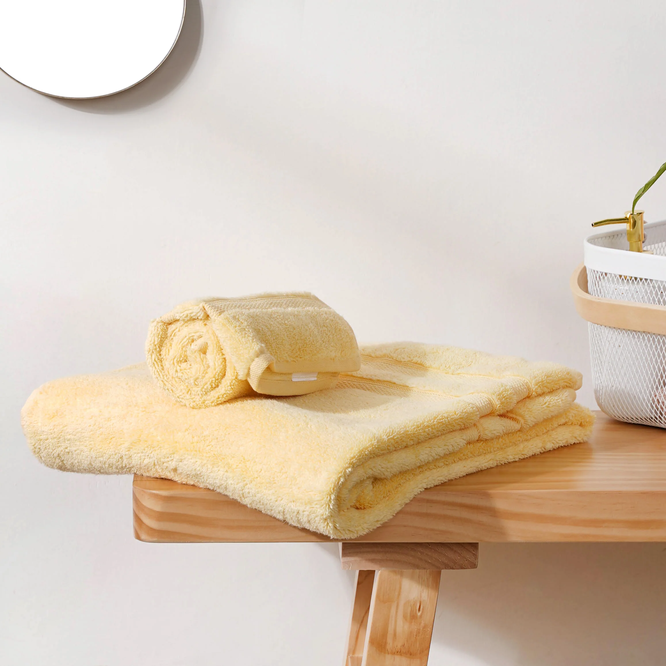 Plushy Sunny Yellow 100% Cotton Towel Set of 2 - Image 3