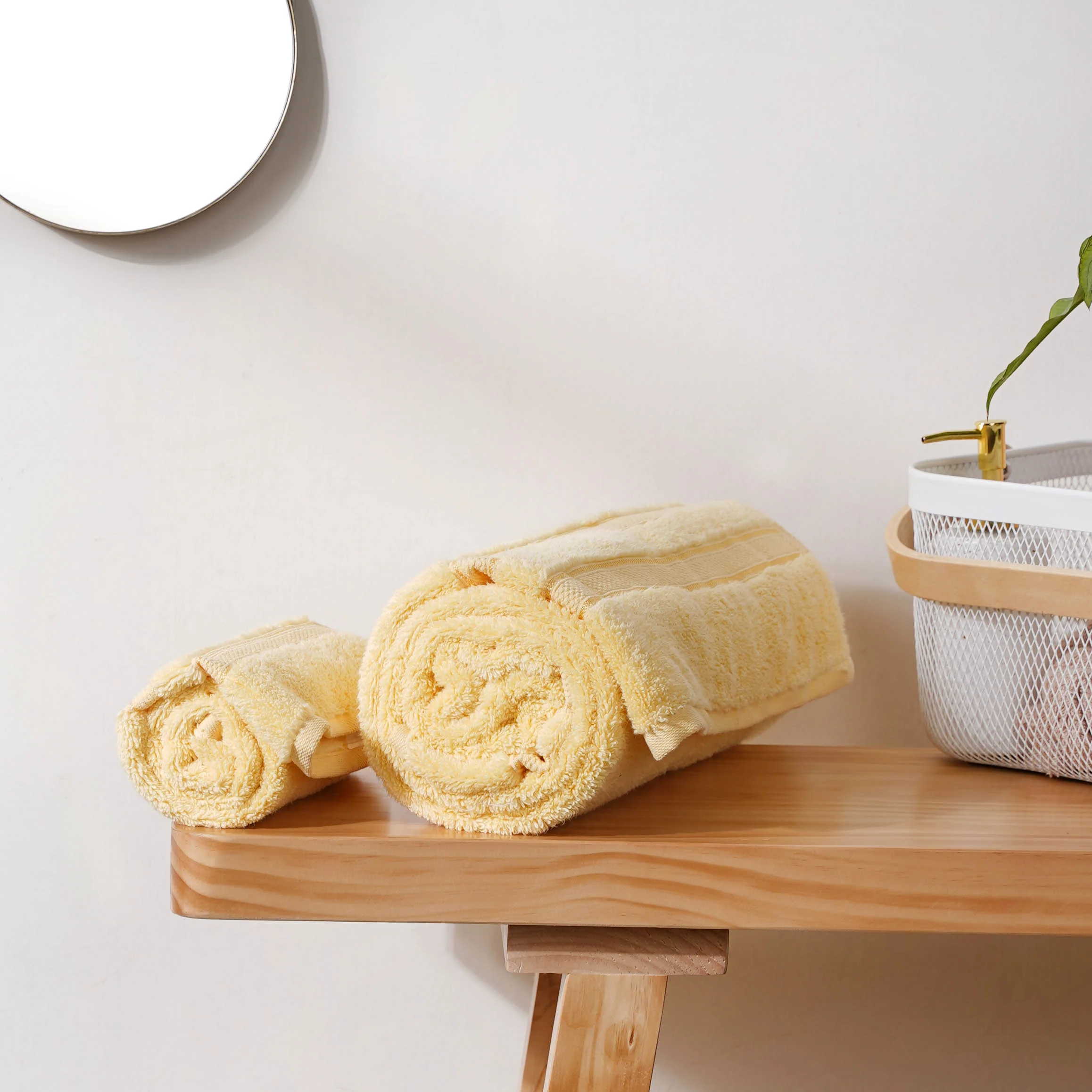 Plushy Sunny Yellow 100% Cotton Towel Set of 2 - Image 4
