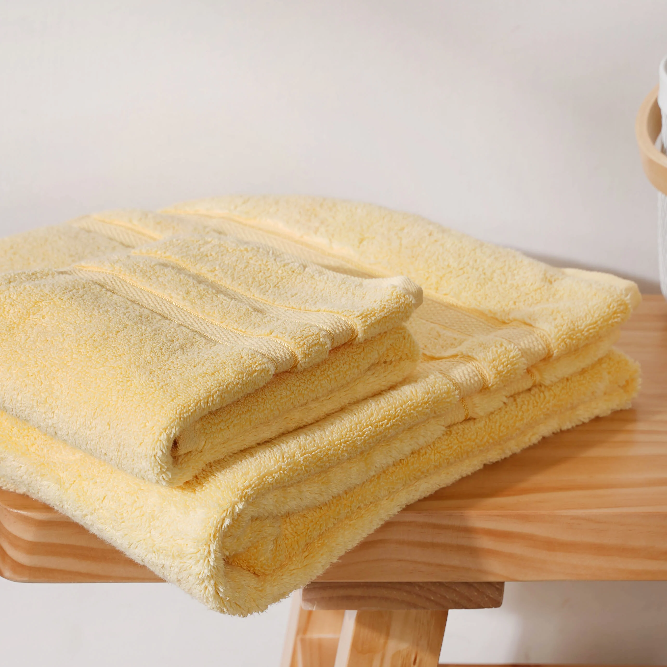 Plushy Sunny Yellow 100% Cotton Towel Set of 2 - Image 9