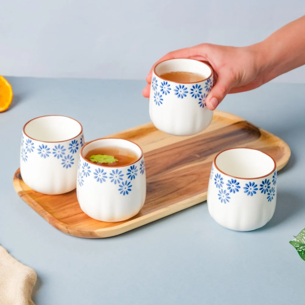Porcelain Teapot and Cup Set - Image 8