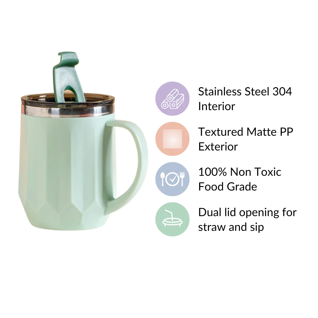 Portable Travel Coffee Mug With Lid Mint 400ml - Image 6