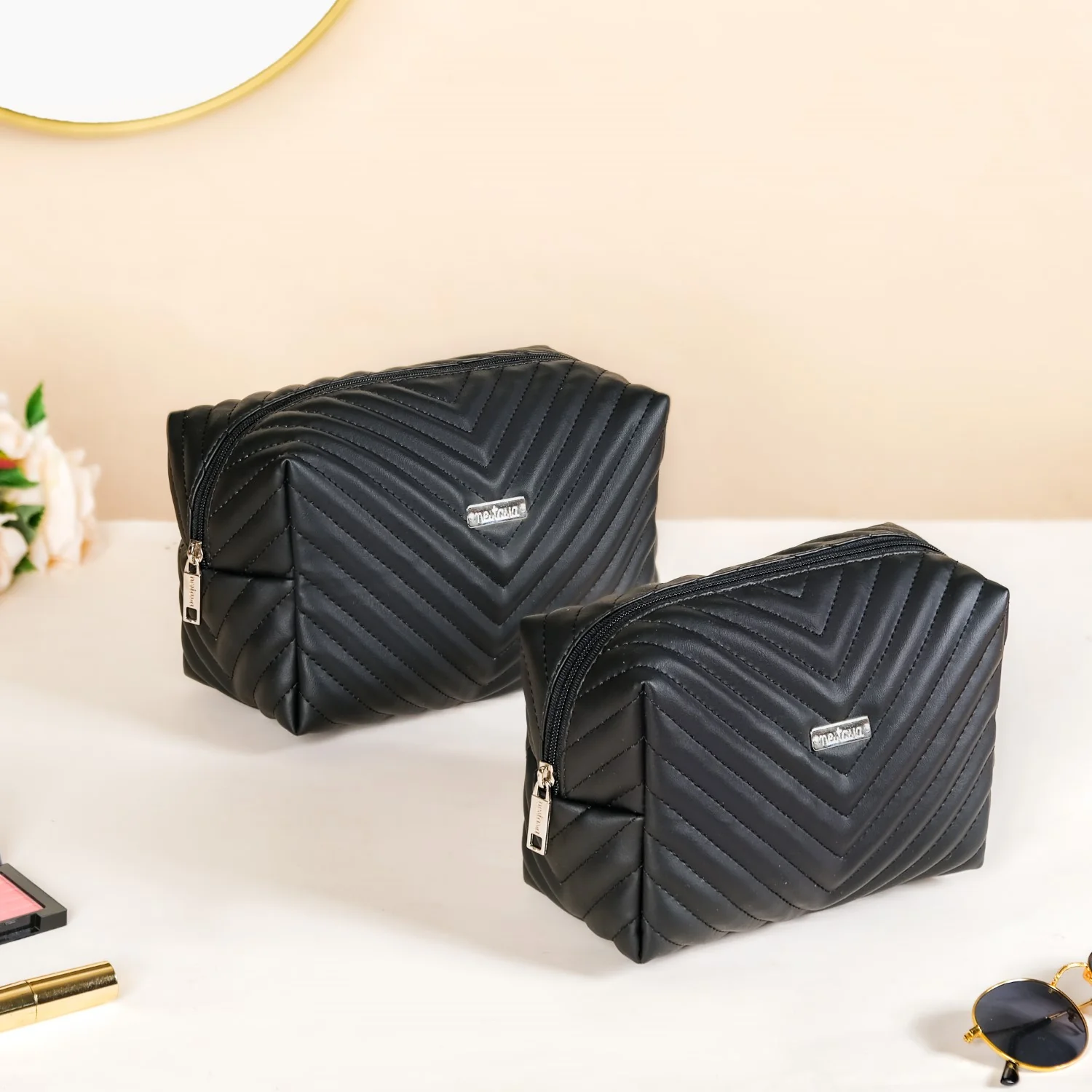 Portable Pouch Set Of 2 For Storage Black - Image 3
