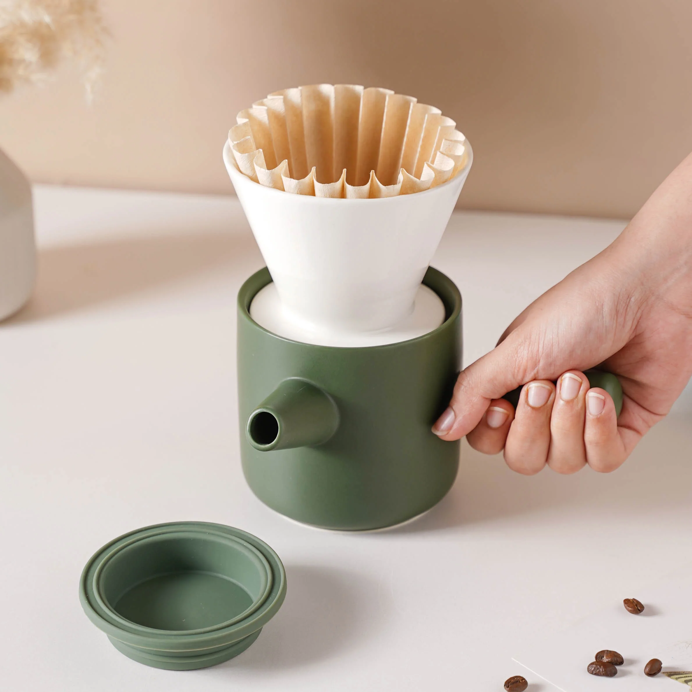 Pour Over Coffee Pot Set Green 400 ml - Image 2