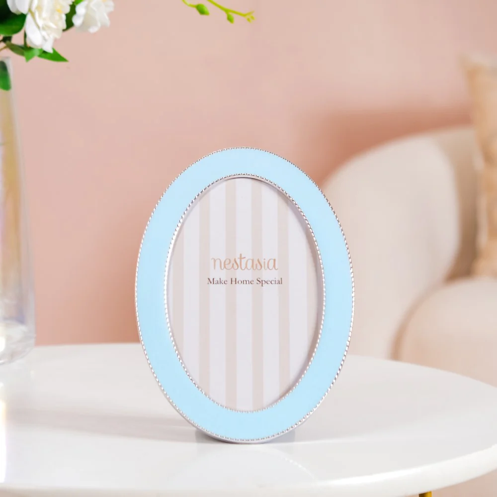 Powder Blue Oval Photo Frame 7"x5" - Image 7
