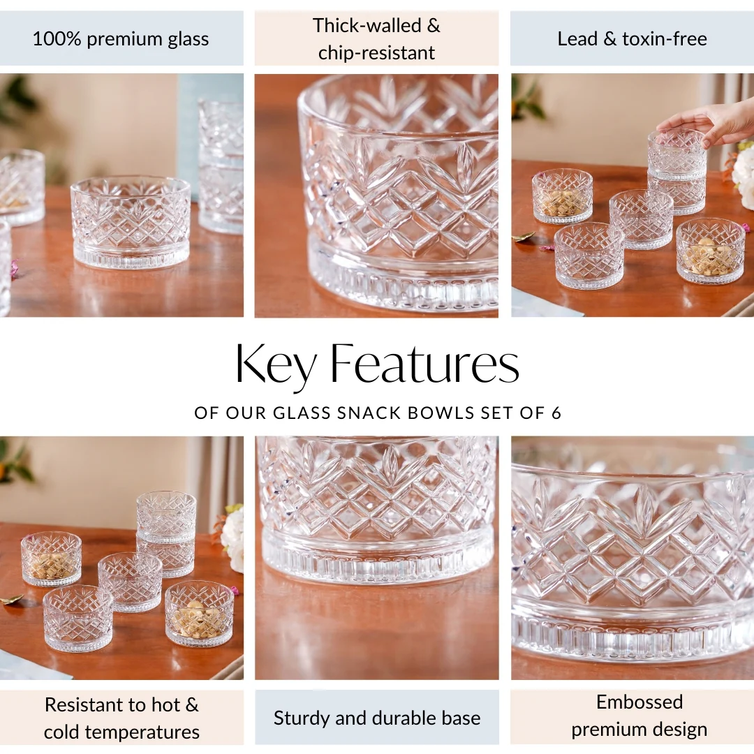 Premium Glass Snack Bowls Set of 6 220ml - Image 5