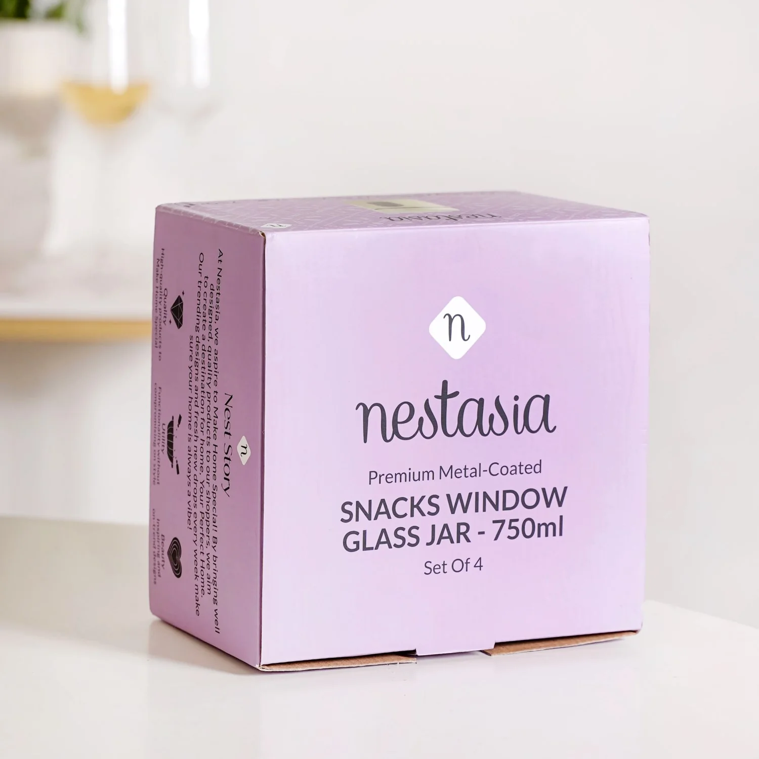 Premium Metal Coated Snacks Window Glass Jar Set Of 4 750ml - Image 11