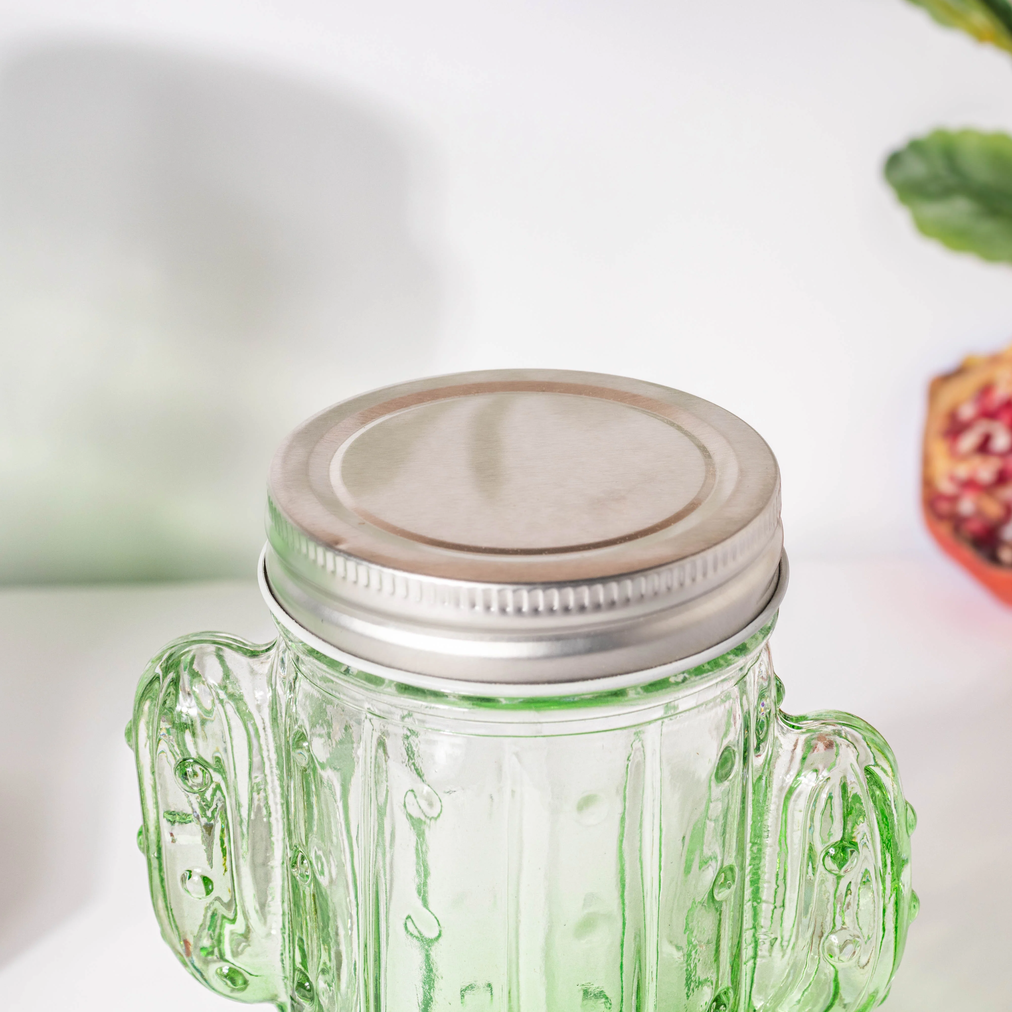 Prickly Cacti Glass Jar Green with Lid Set of 4 - Image 7