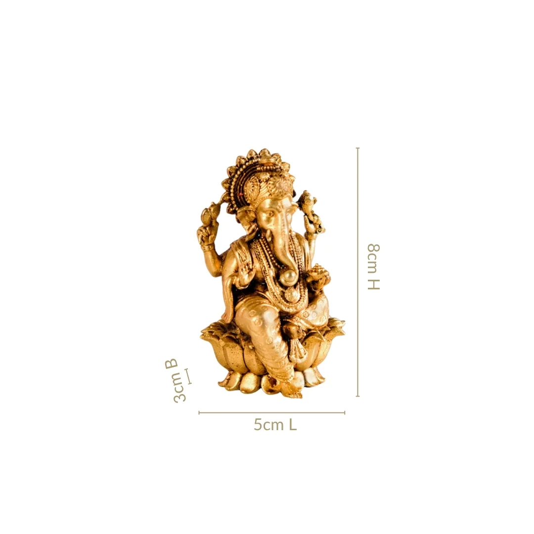 Pure Brass Ganesh Idol 8cm - Image 4