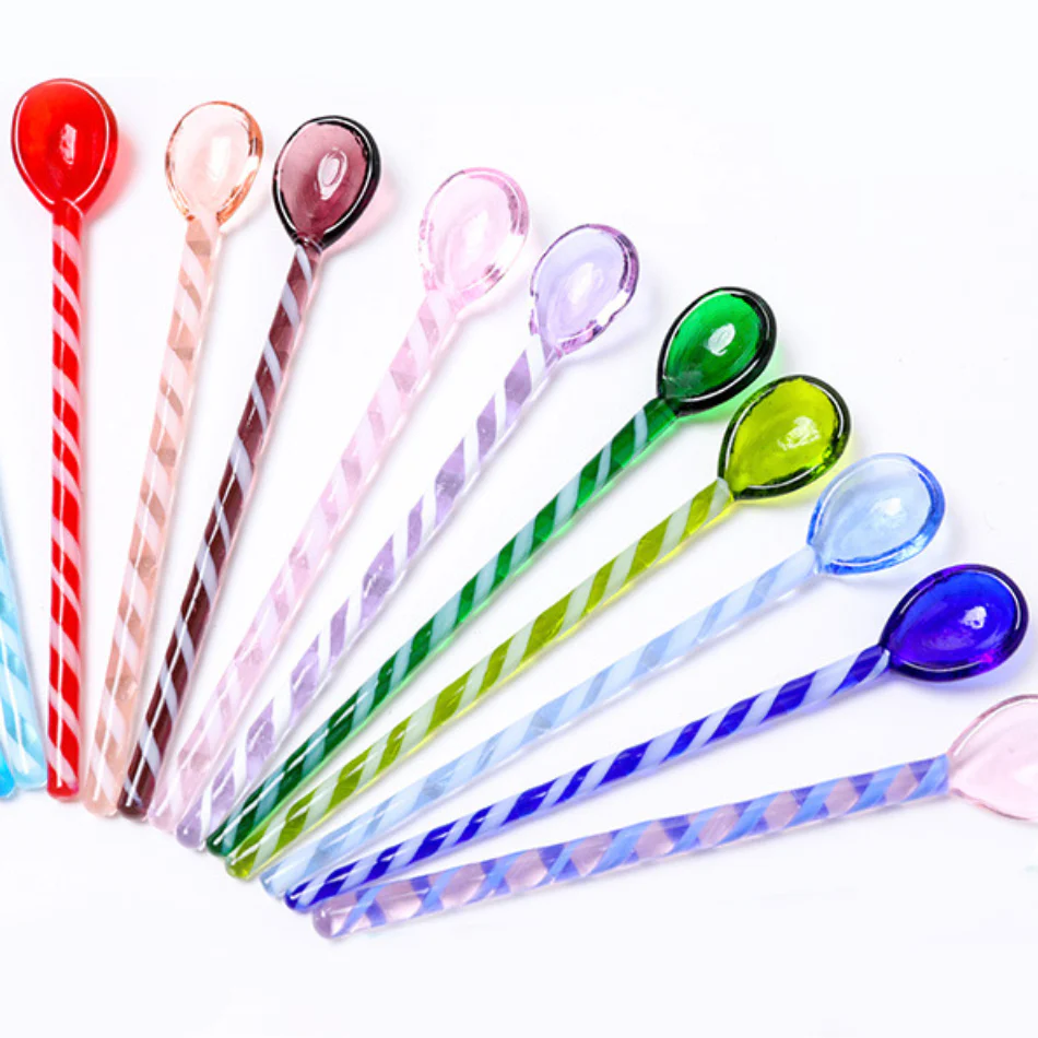 Purple Blue Glass Stirrer Spoon Set Of Two 6.5 Inch - Image 10