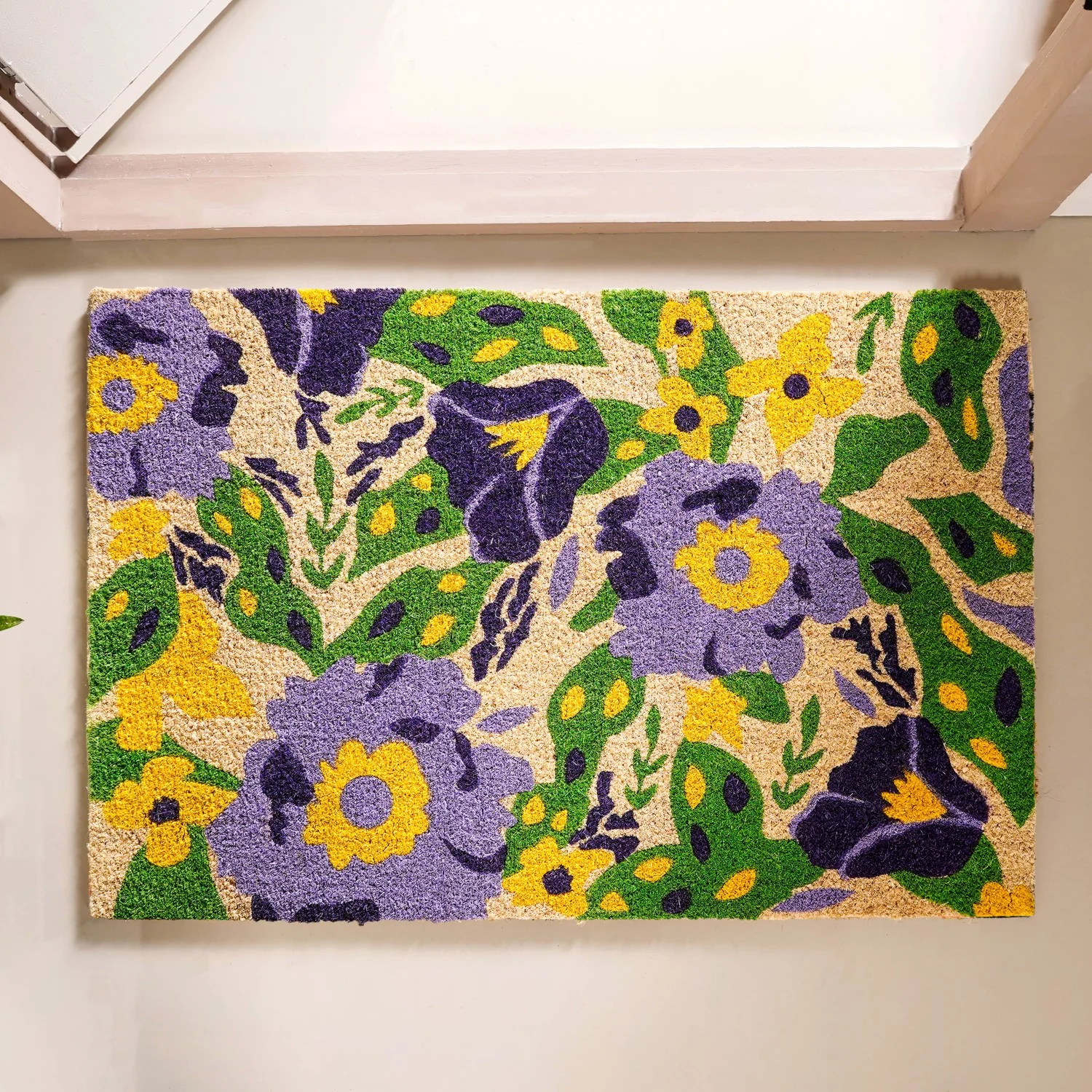 Purple Flower Field Coir Floor Mat 36x24 Inch - Image 2