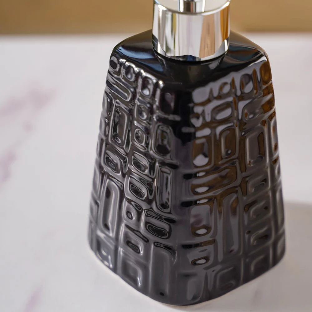 Pyramid Textured Ceramic Dispenser Black 7 Inch - Image 5
