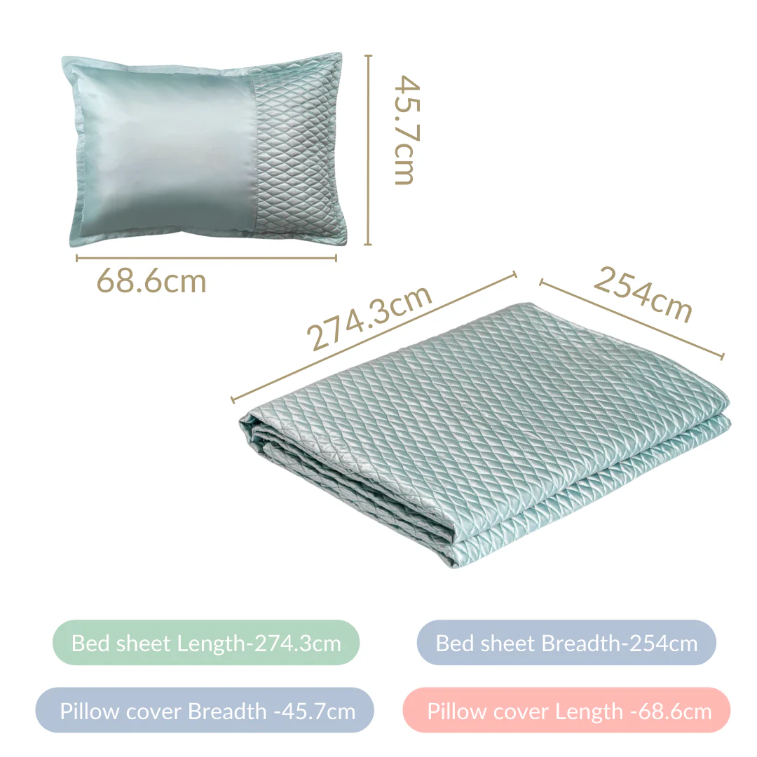 Quilted King Size Bed Cover And Pillow Case Set Of 3 Powder Blue - Image 7