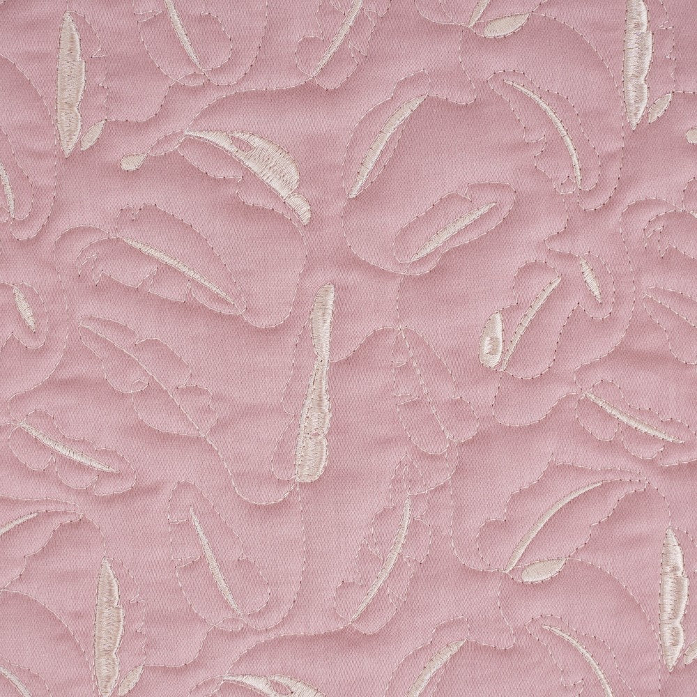 Quilted Leaf Pattern Bed Cover King Size Pink - Image 2