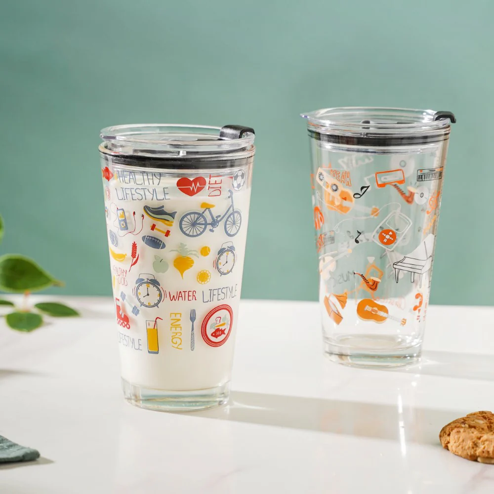 Quirky Glass Tumbler With Lid 400 ml - Image 11