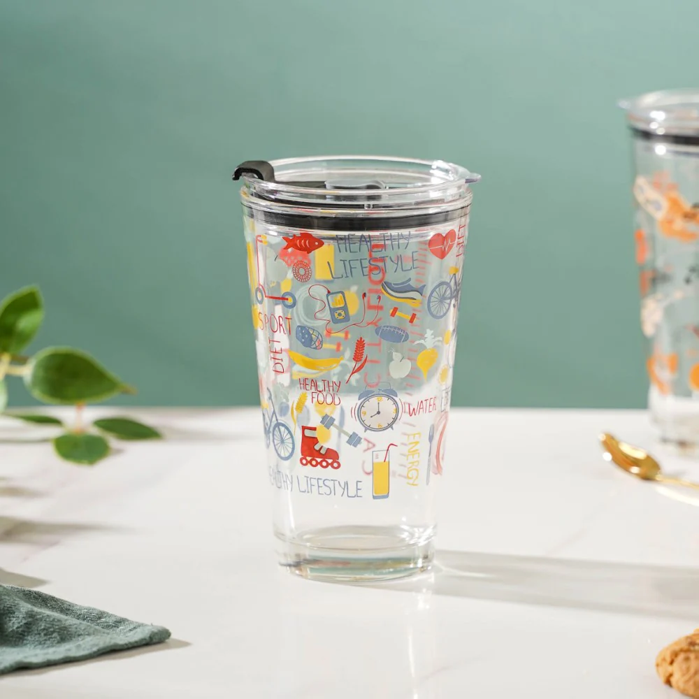 Quirky Glass Tumbler With Lid 400 ml - Image 5