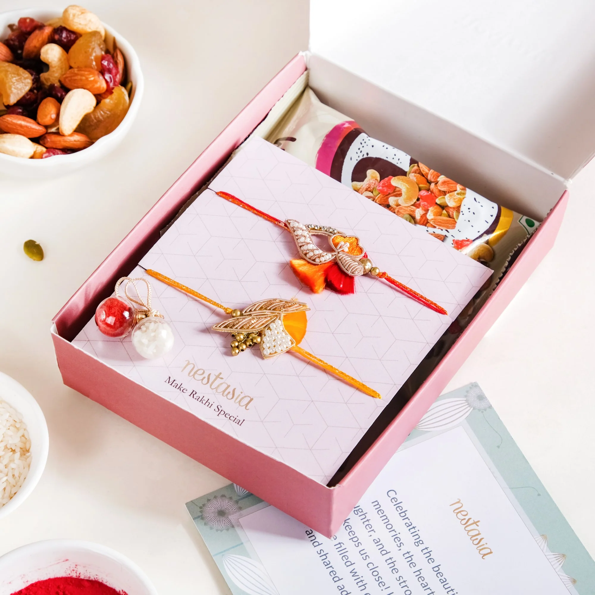 Rakhi For Brother Set Of 4 With Gift Box And Card - Image 4