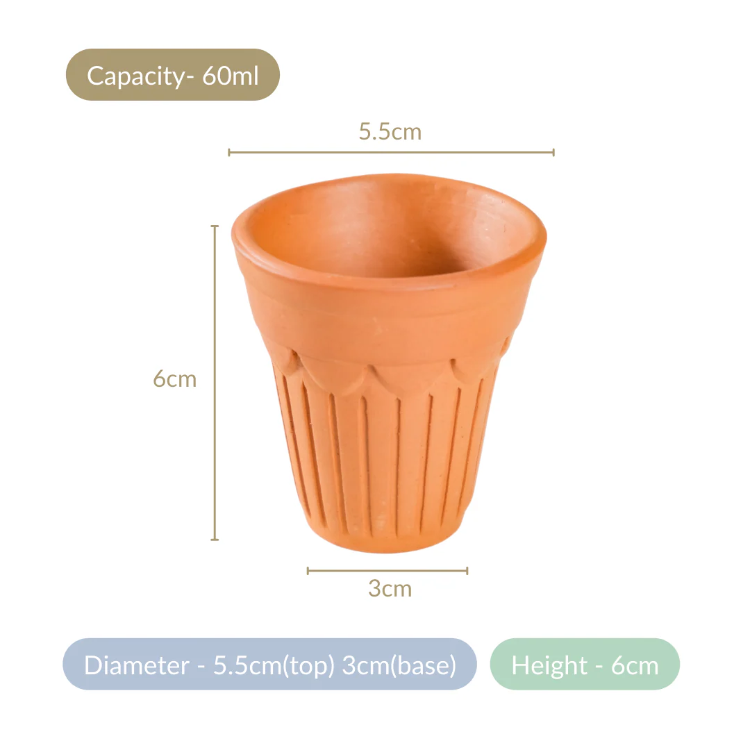 Real Bengal Terracotta Mini Kulhad Cup Set Of 12 60ml - Image 6