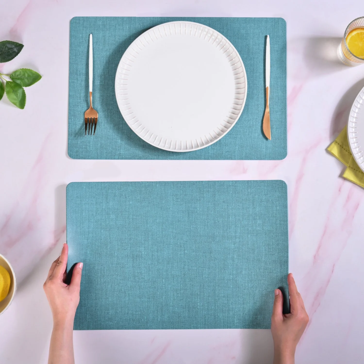 Rectangle Blue Dinner Table Mat Set Of 6 - Image 2