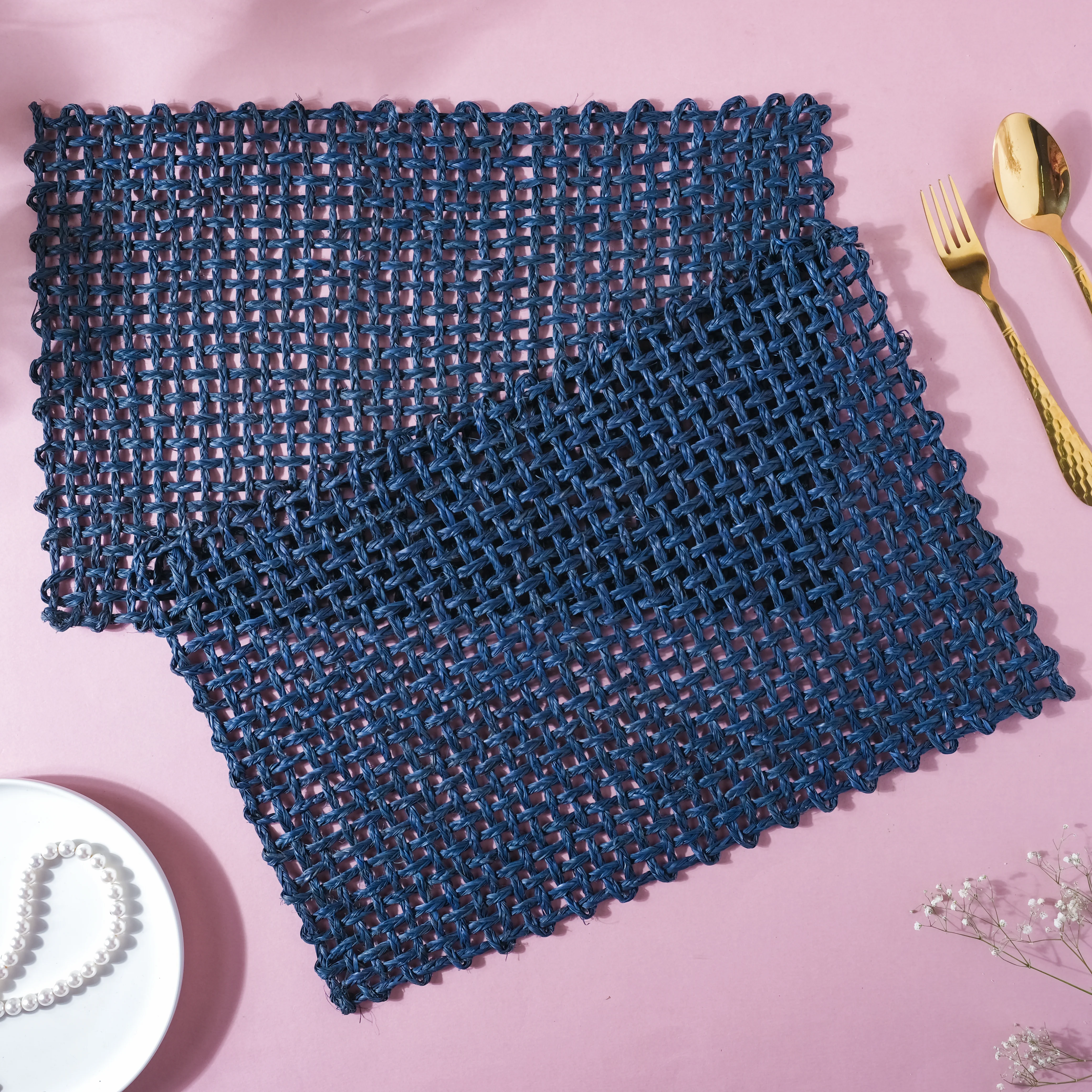 Rectangular Sabai Mat Blue - Image 3