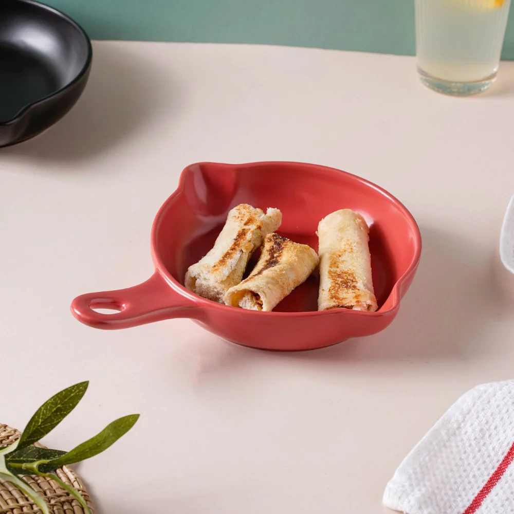 Red Ceramic Dish With Handle - Image 6