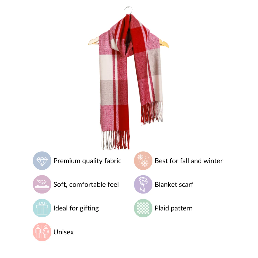 Red Checkered Blanket Scarf - Image 4