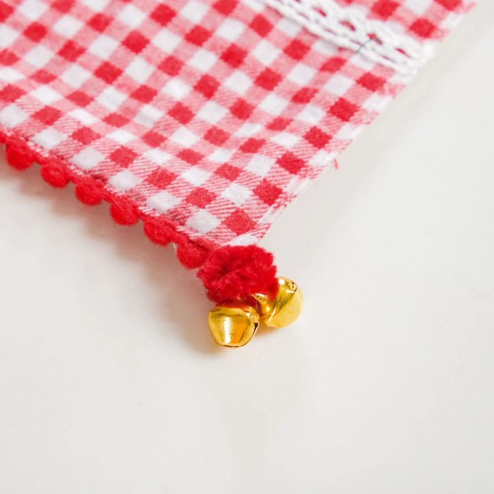 Red Checkered Cotton Table Runner With 6 Table Mats - Image 12