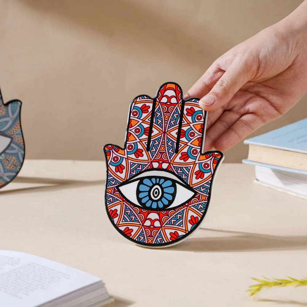 Red Healing Hamsa Hand Decor With Stand - Image 2