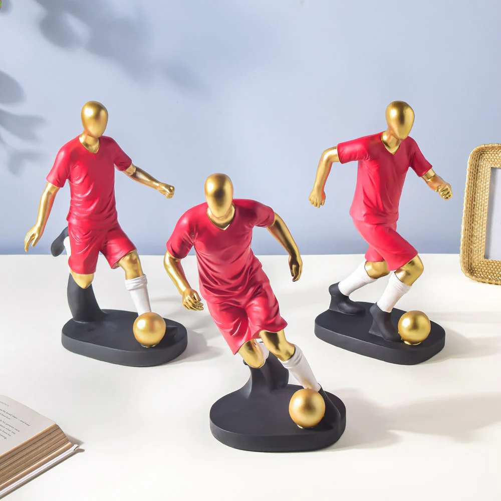 Red Jersey Kicking Footballer Decor Object 11 Inch - Image 7