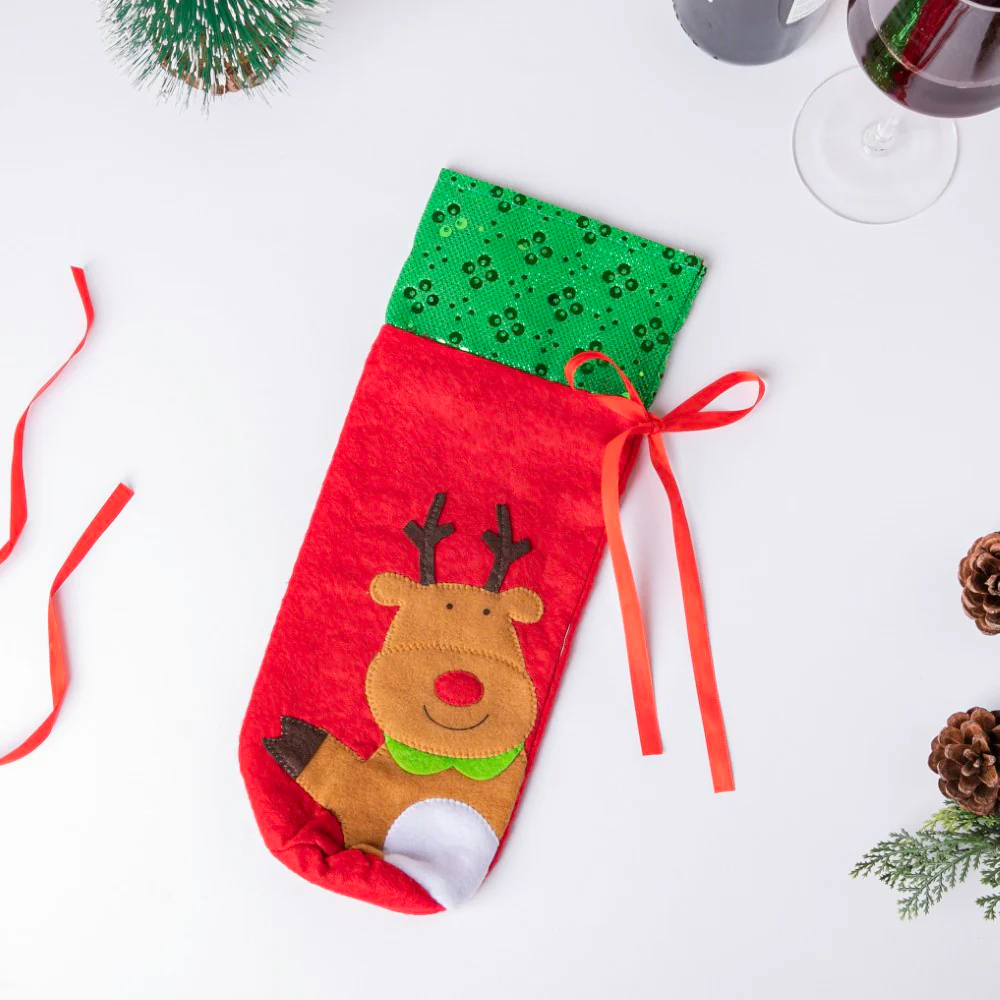 Reindeer Christmas Gift Bag For Wine Red 12 Inch - Image 3
