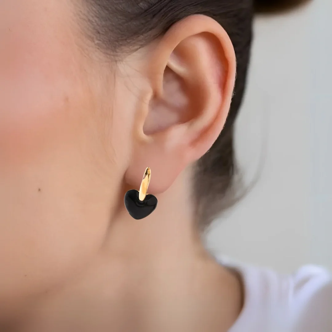 Reversible Little Black Heart Drop Earrings - Image 5