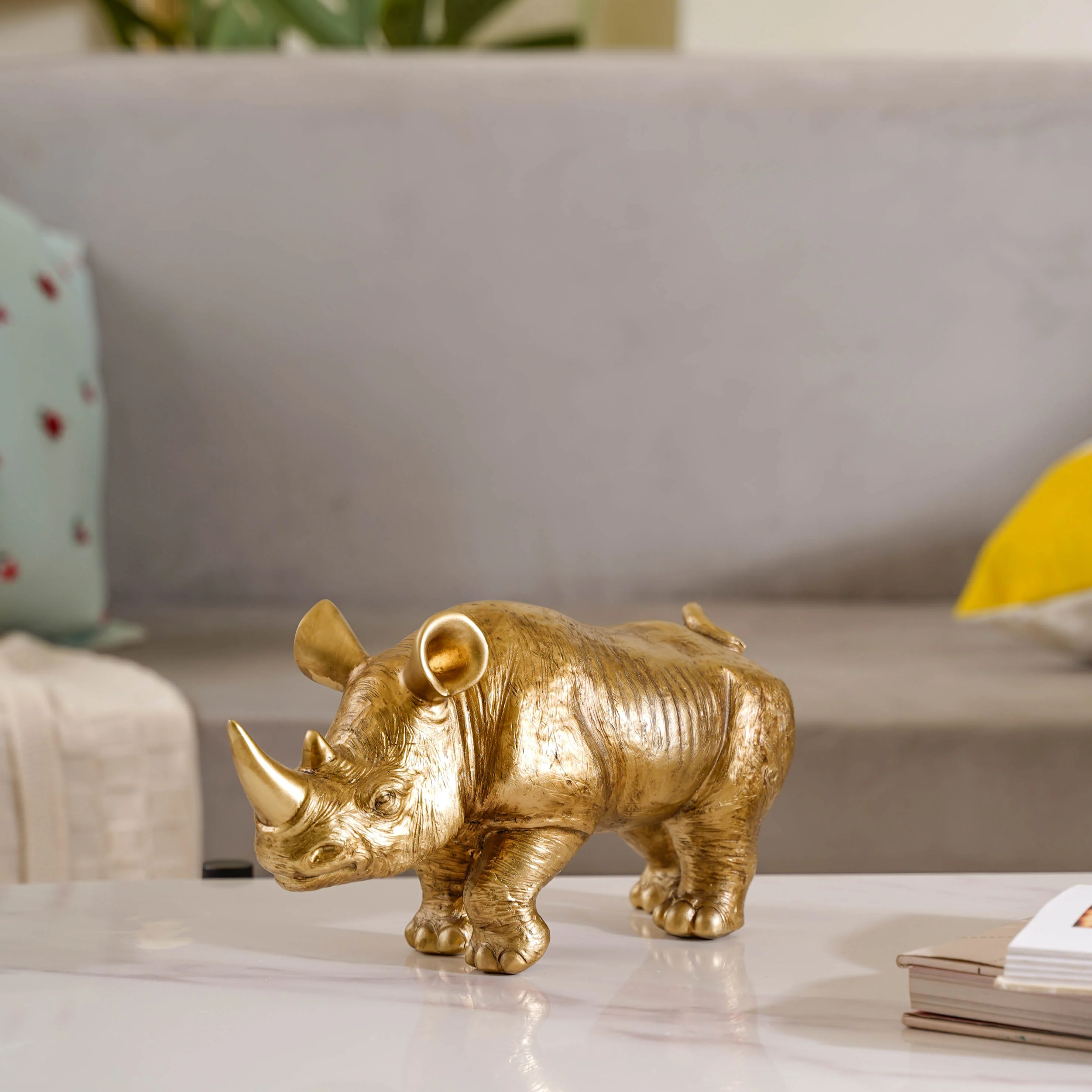 Rhino Figurine Gold - Image 9