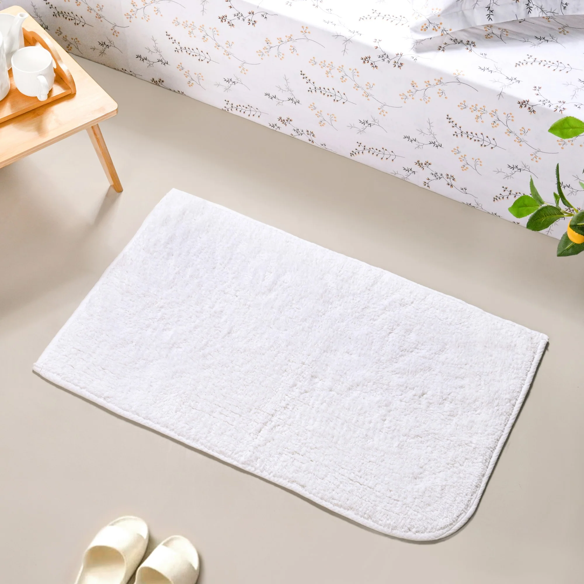 Ribbed Cotton Reversible Floor Mat White 82x50cm - Image 2