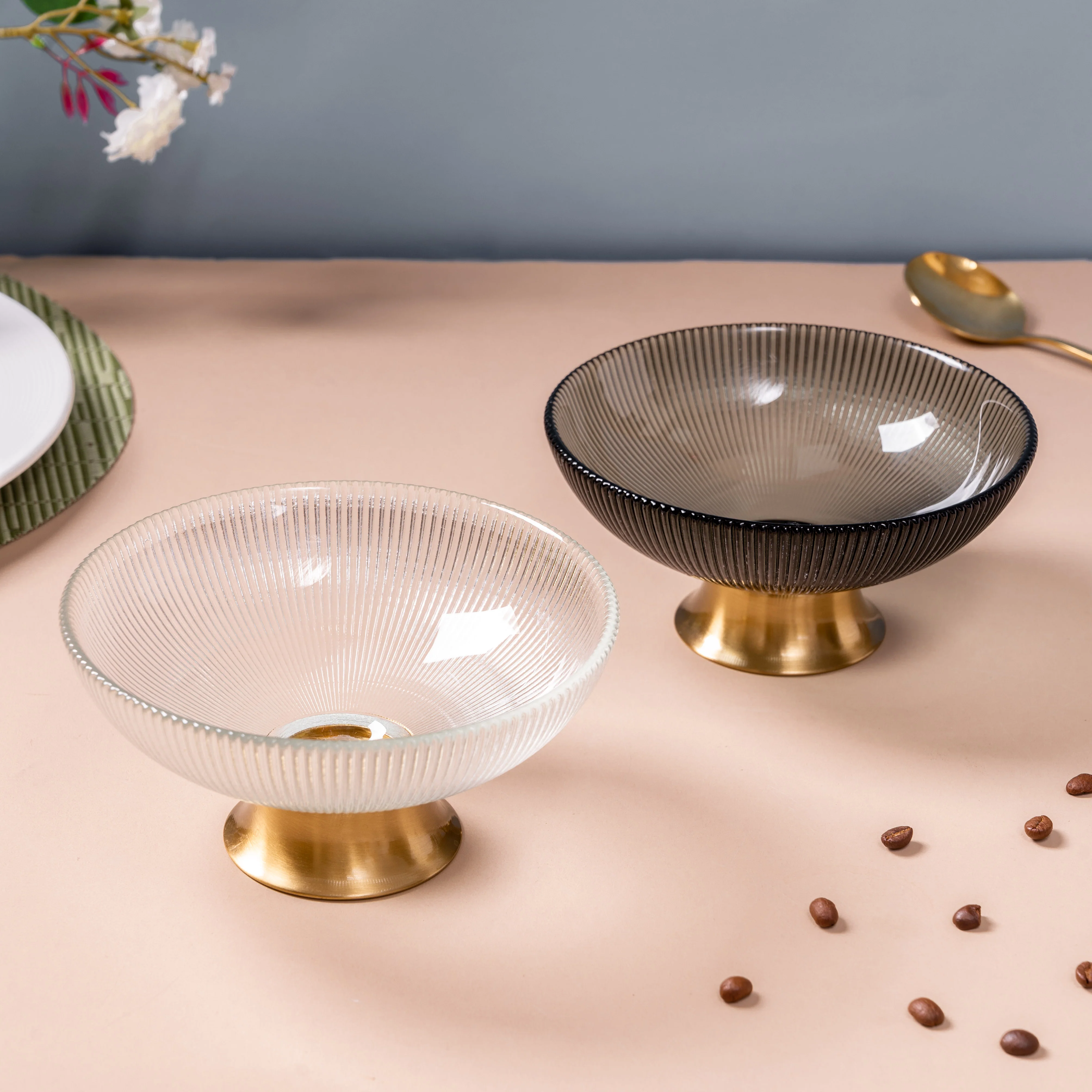 Ribbed Glass Decorative Bowl - Image 7