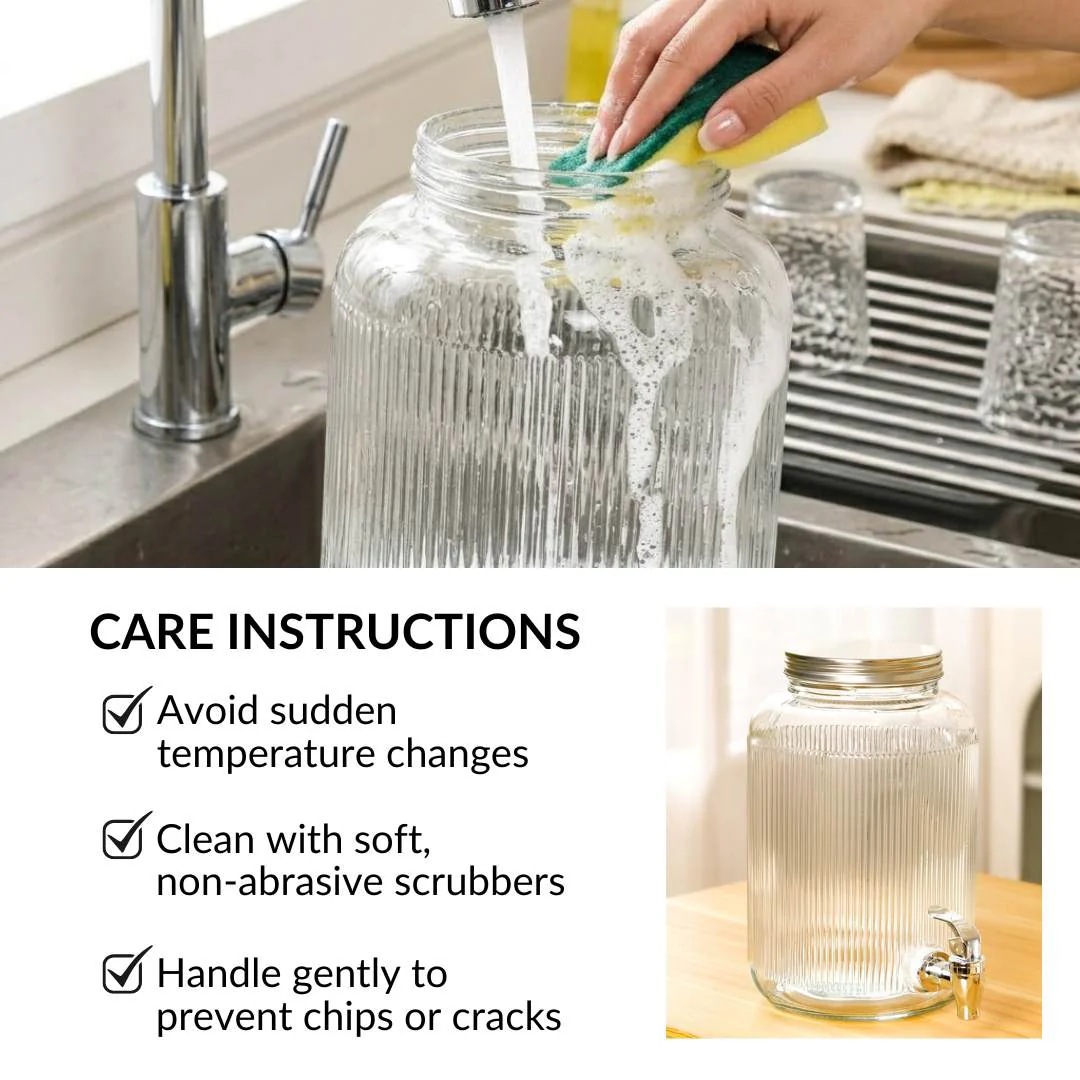 Ribbed Glass Drink Dispenser 3700ml - Image 8