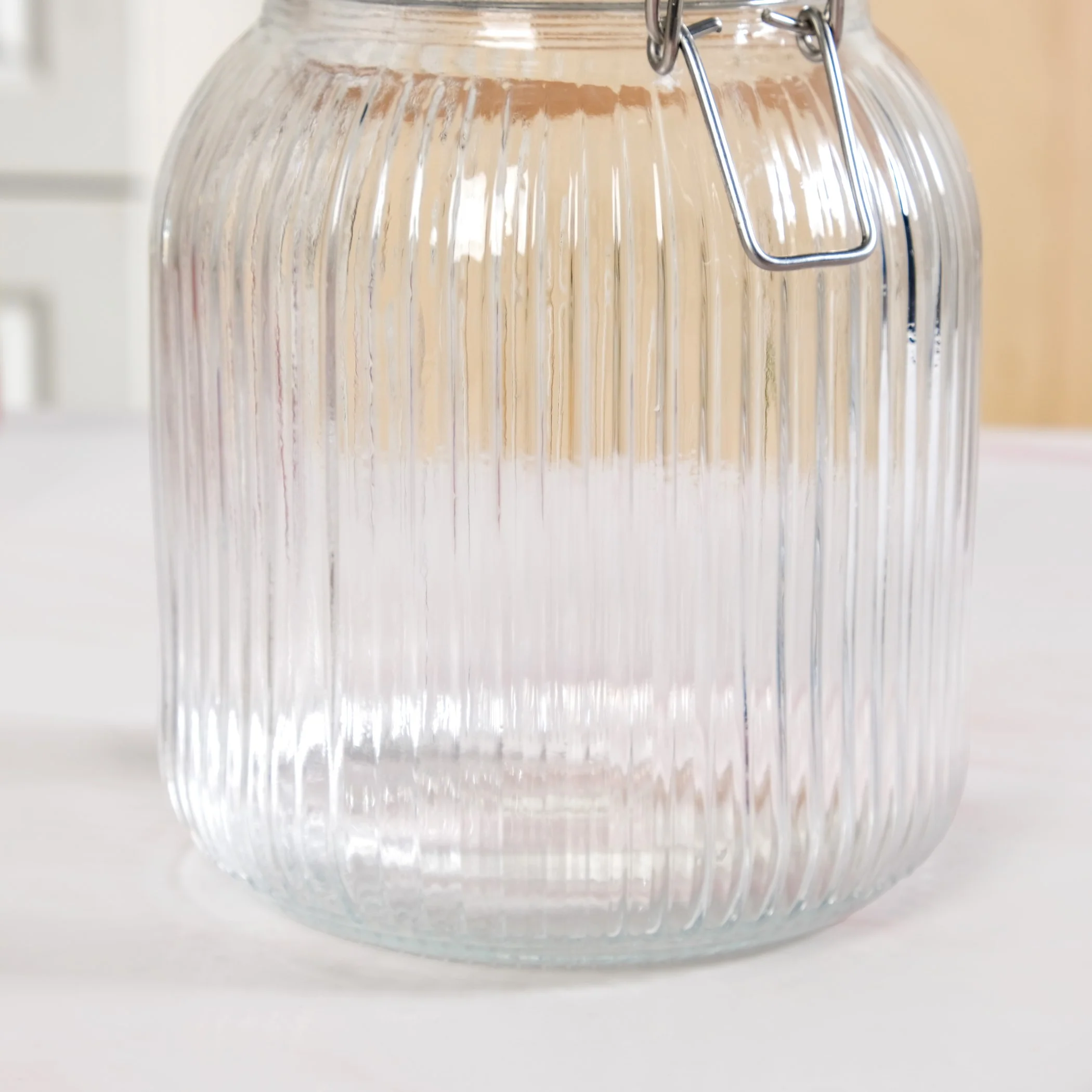 Ribbed Glass Jar With Cliplock Lid Set Of 4 1450ml - Image 6