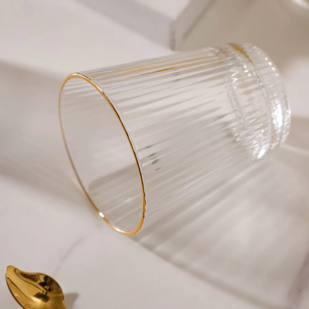 Ribbed Gold Rim Short Tumbler Set Of 6 250 ml - Image 9