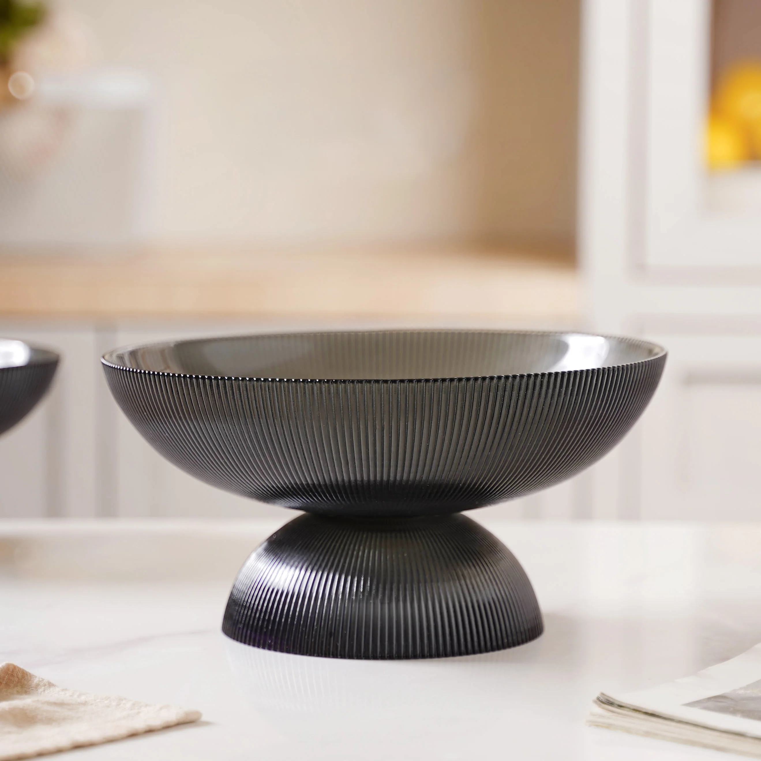 Ribbed Grey Fruit Bowl Large - Image 6