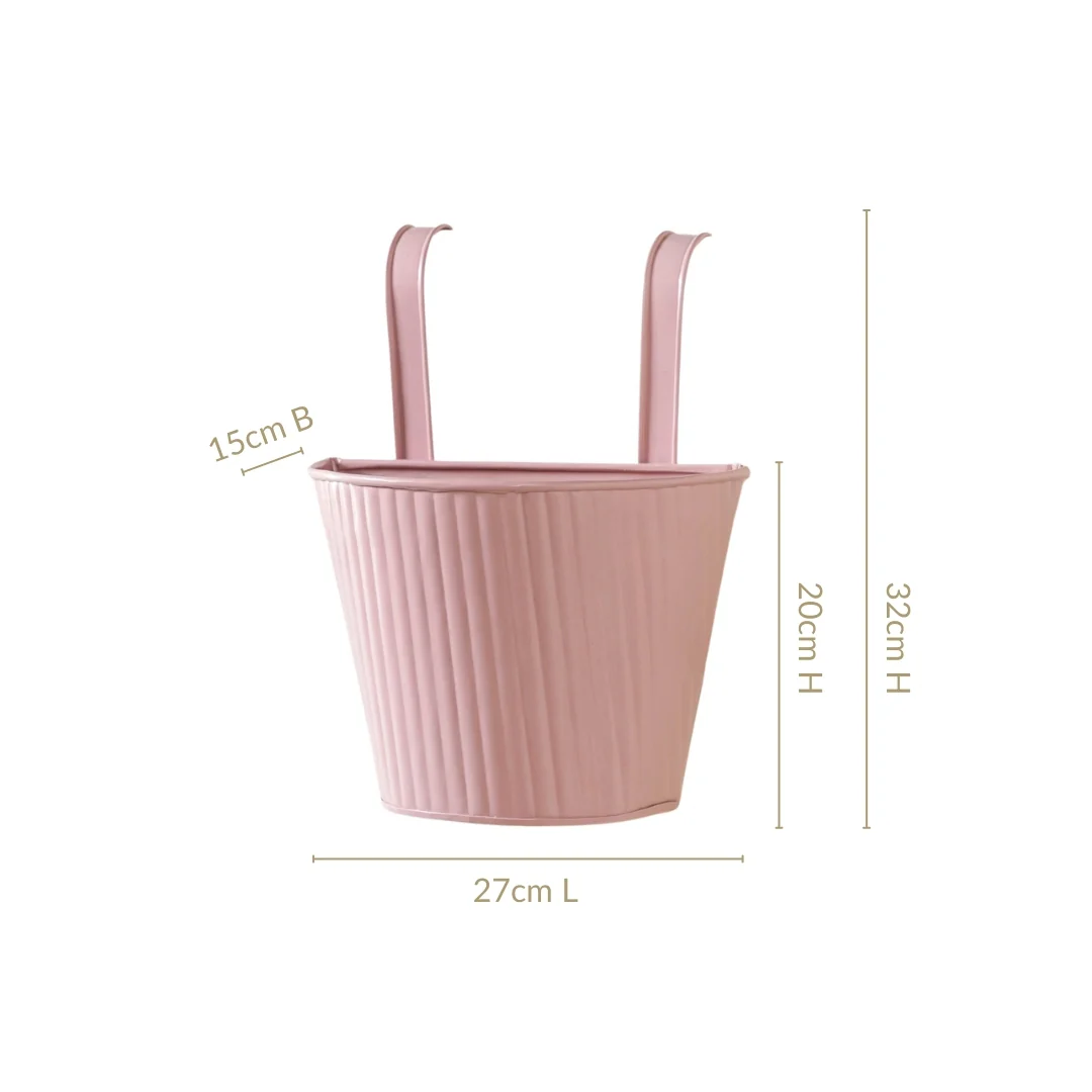 Ribbed Hanging Planter Set Of 2 Dusty Pink - Image 4