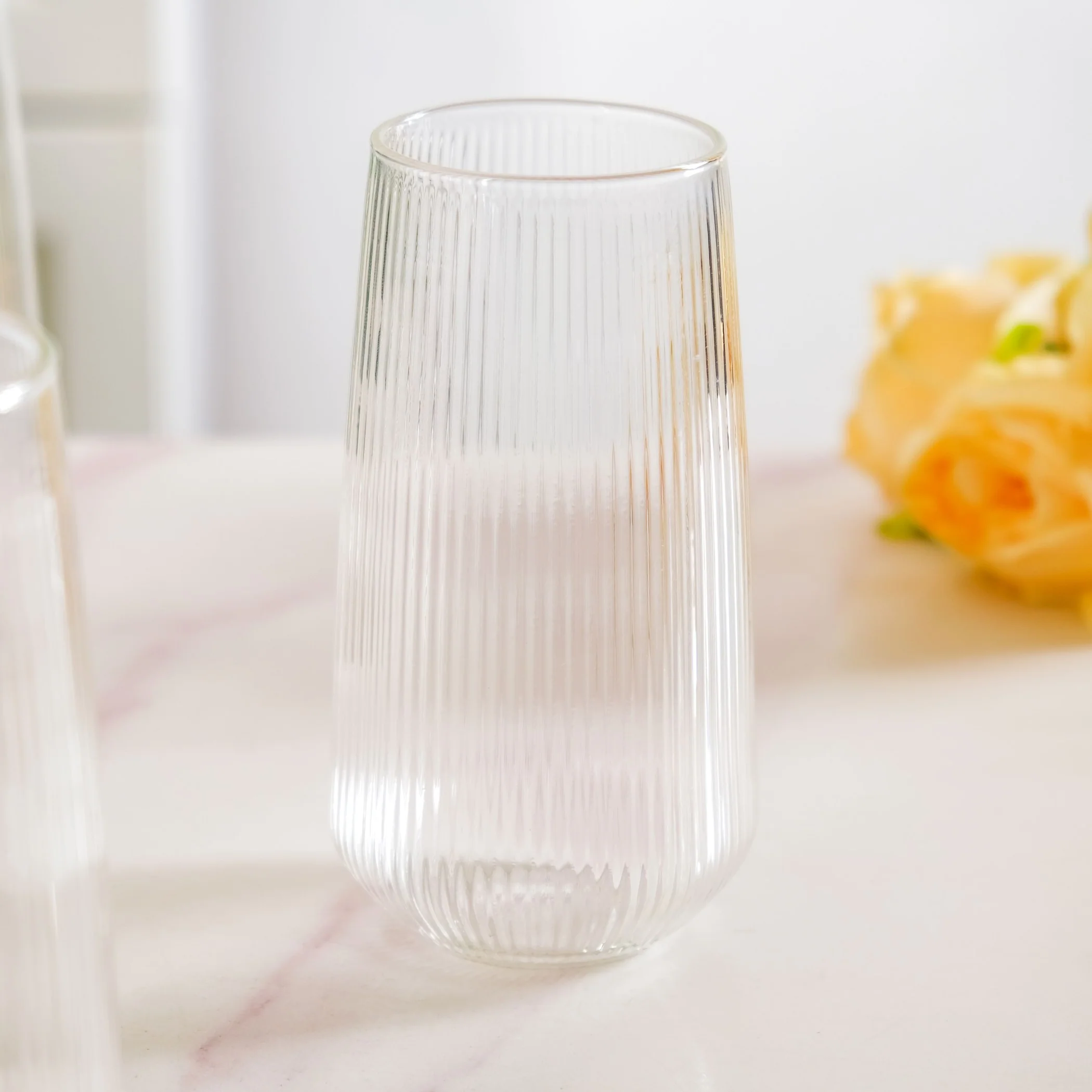 Ribbed Tall Glass Set Of 4 500ml - Image 6
