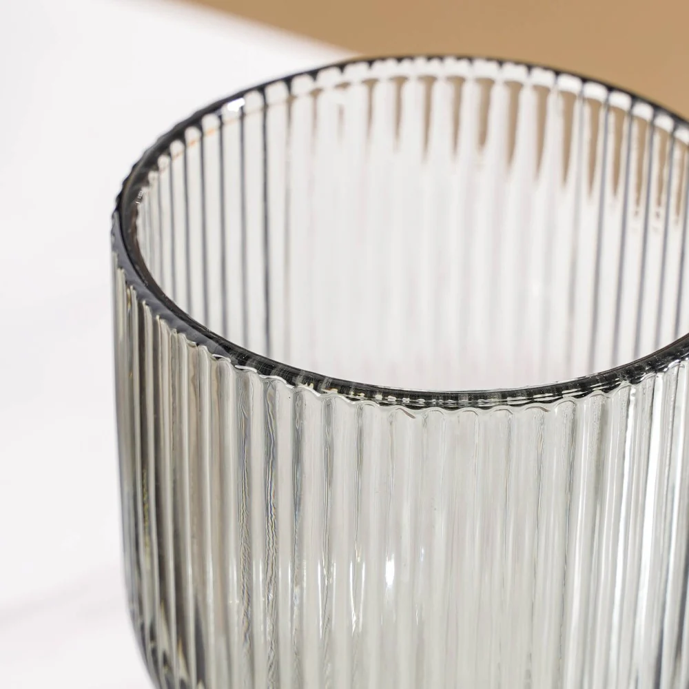 Ribbed Wine Glass Goblet Ash Grey Set Of 6 350ml - Image 9