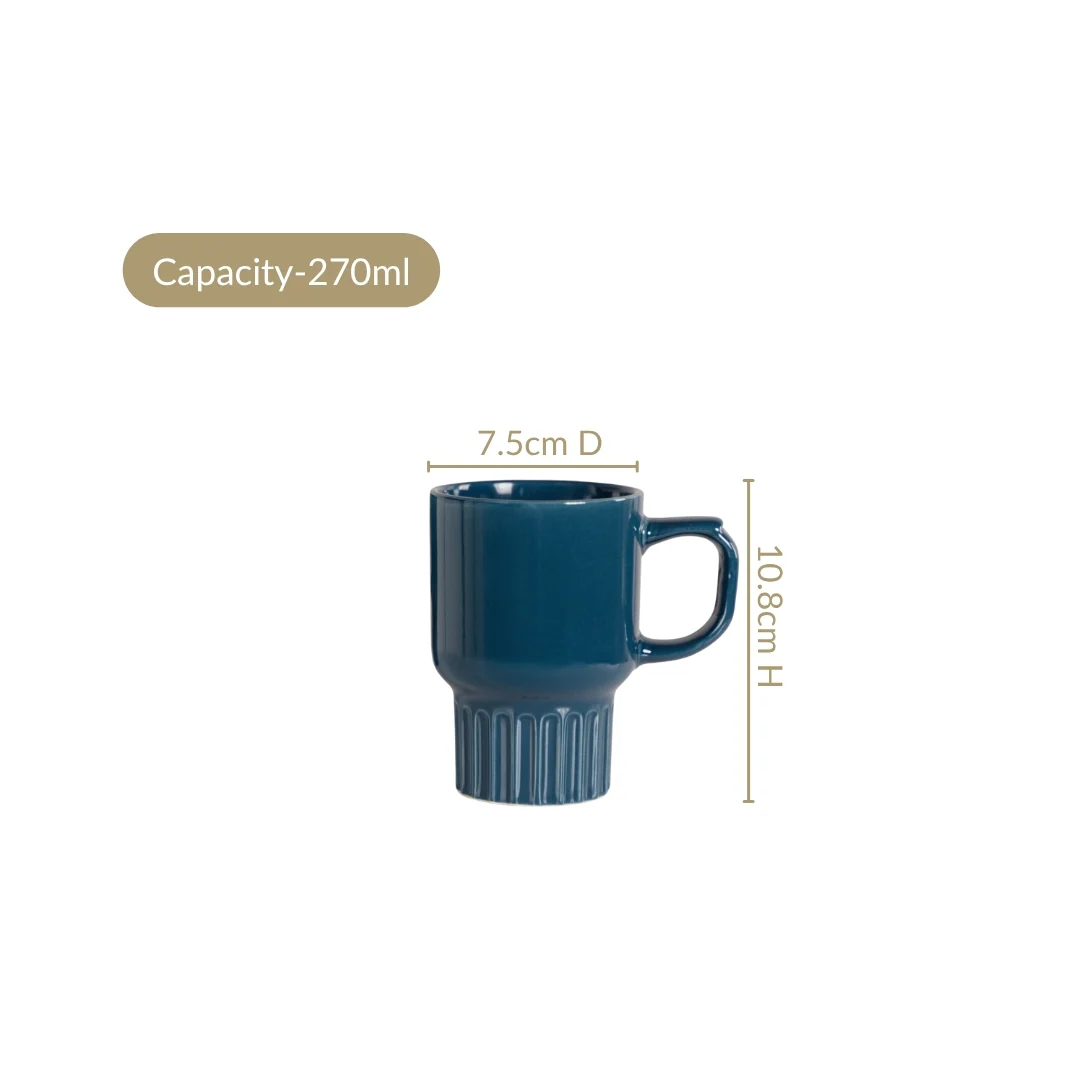 Ribelle Ceramic Stackable Mug Set Of 4 Deep Blue 270ml - Image 5
