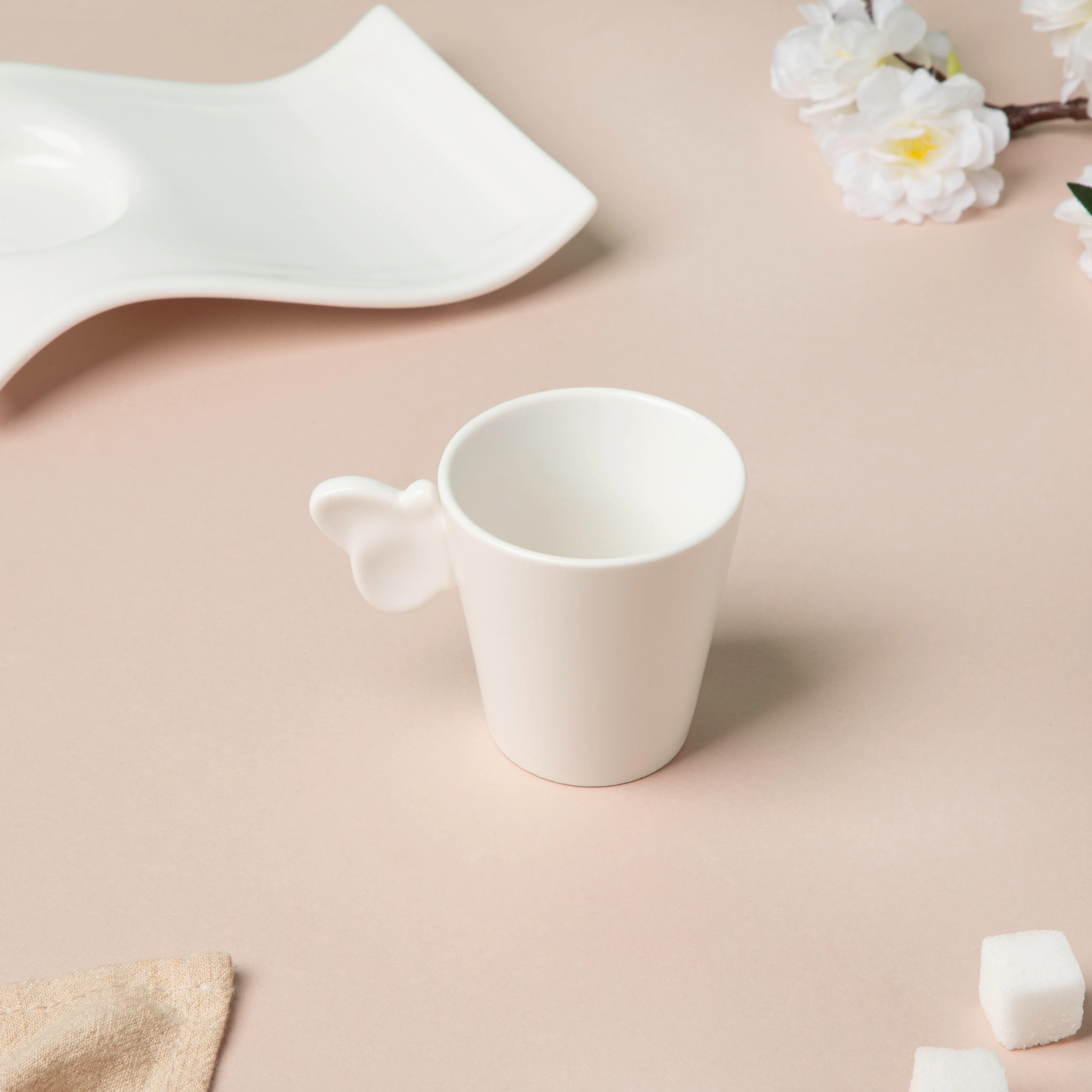 Riona Ceramic Butterfly Cup And Saucer Set White - Image 3