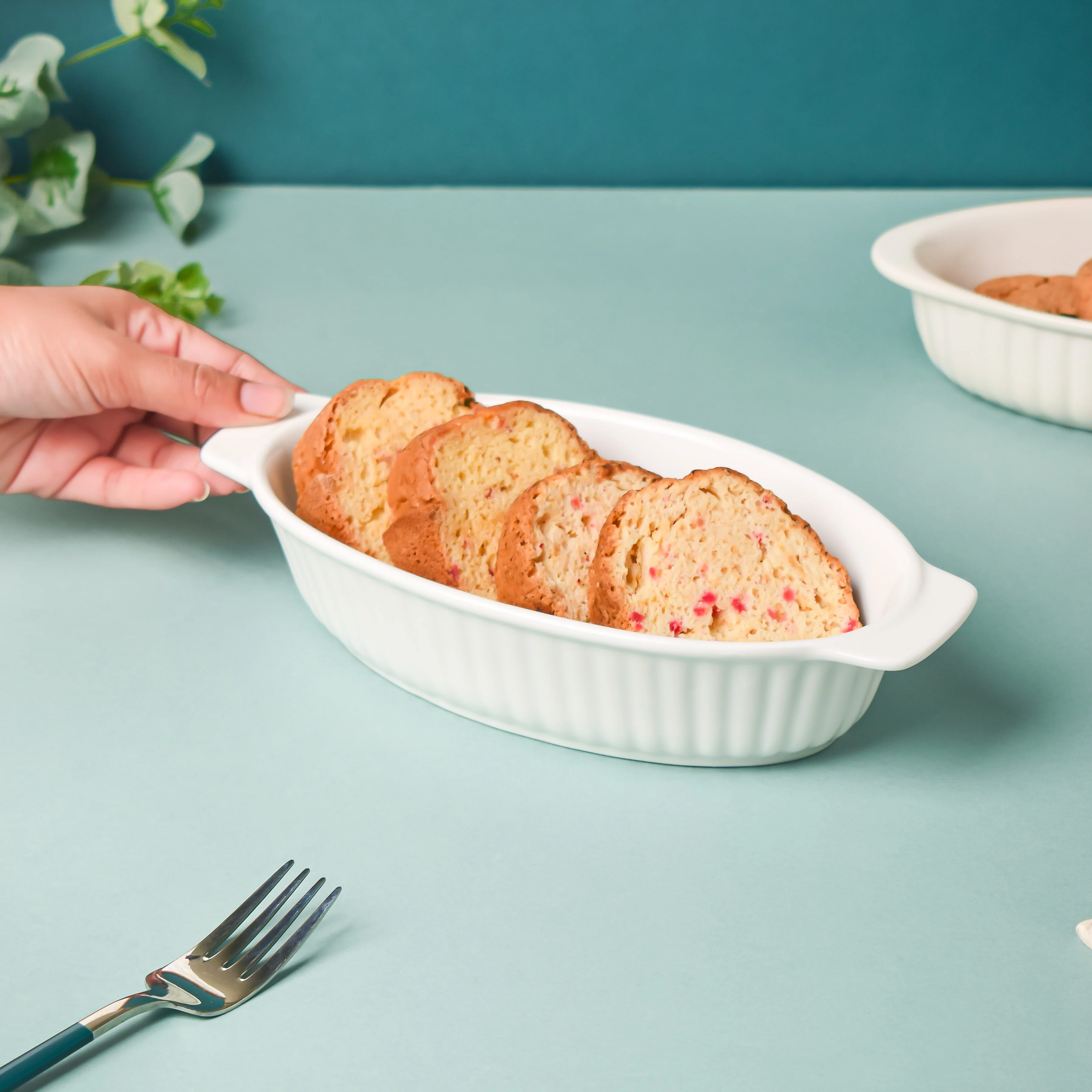 Riona Ribbed Baking Dish White 8 Inch - Image 2