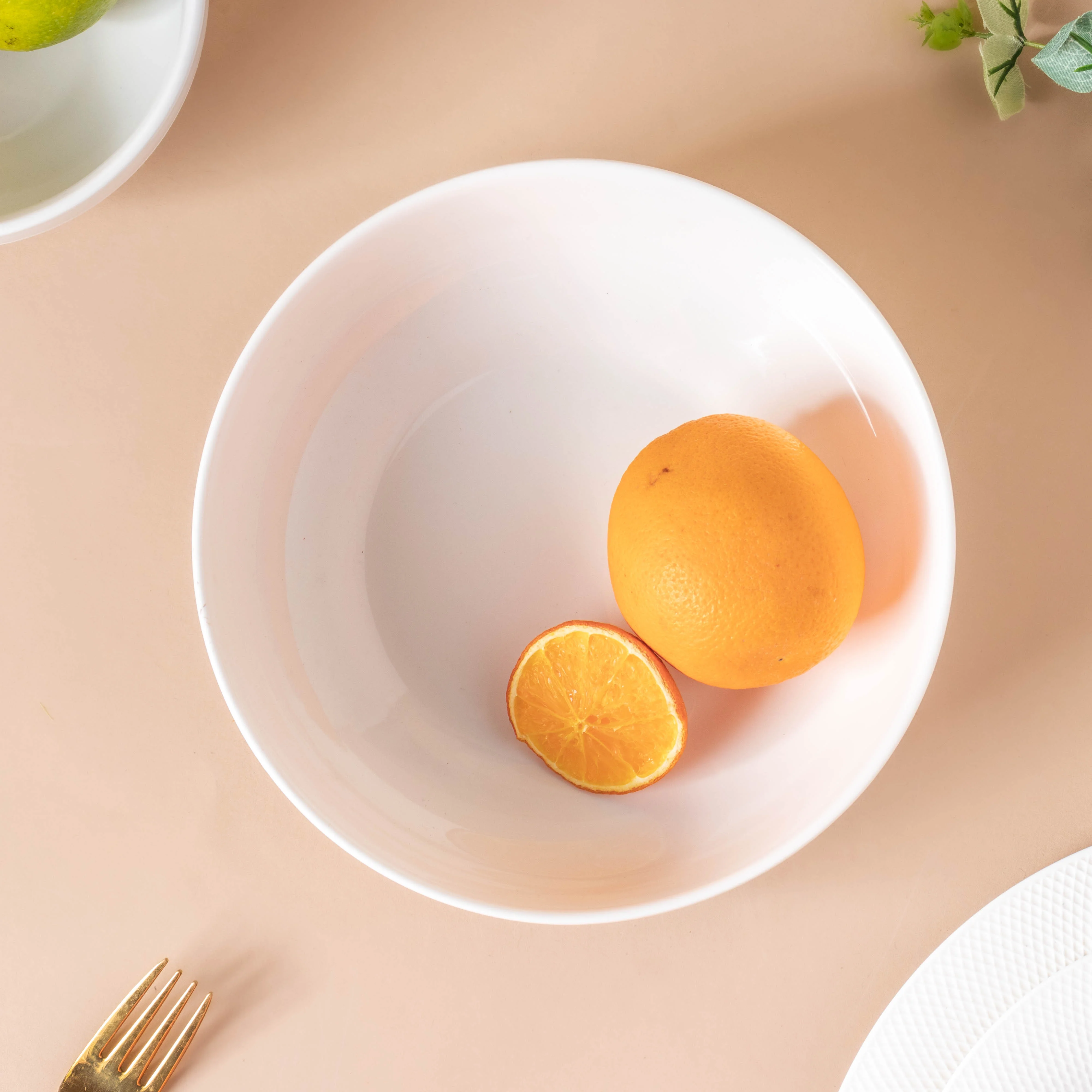 Riona Textured Ceramic Serving Bowl White 7 Inch - Image 4